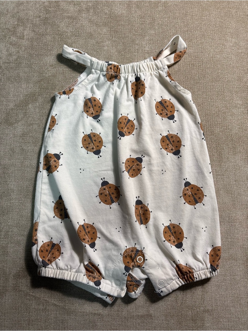 Baby Girls Cream Ladybug Print Romper